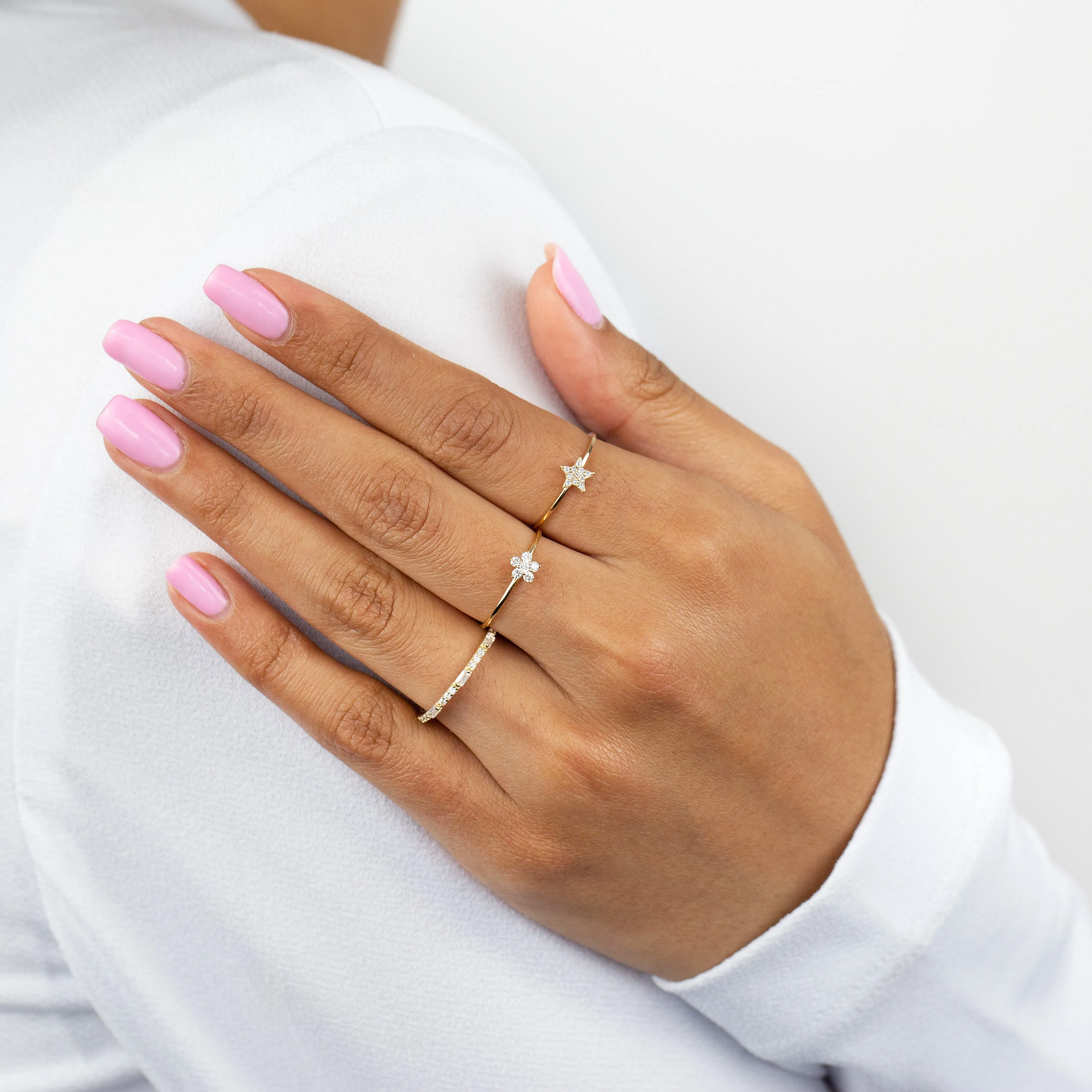 Diamond Dainty Flower Ring 14K