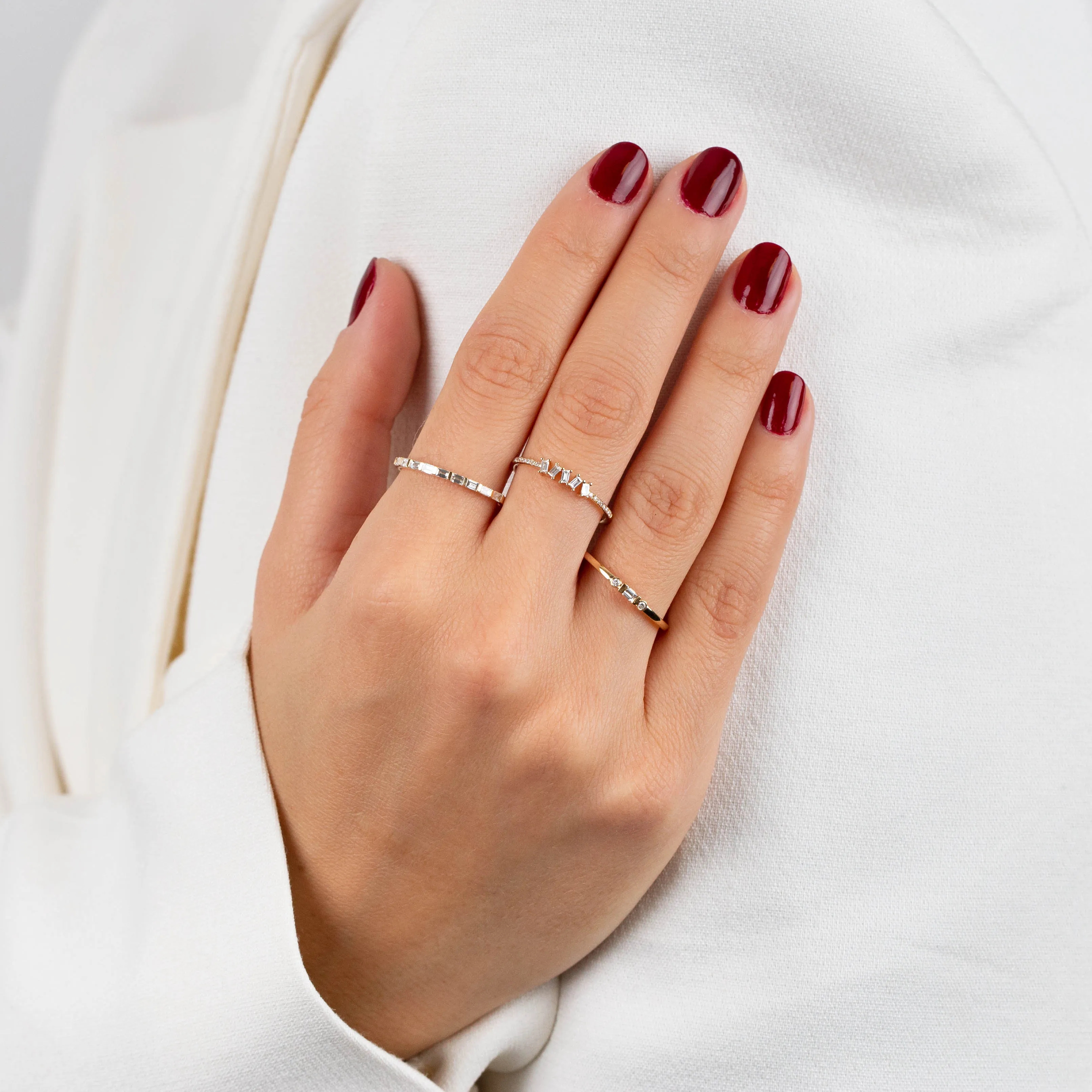 Diamond Dainty Multi-Baguette Band 14K