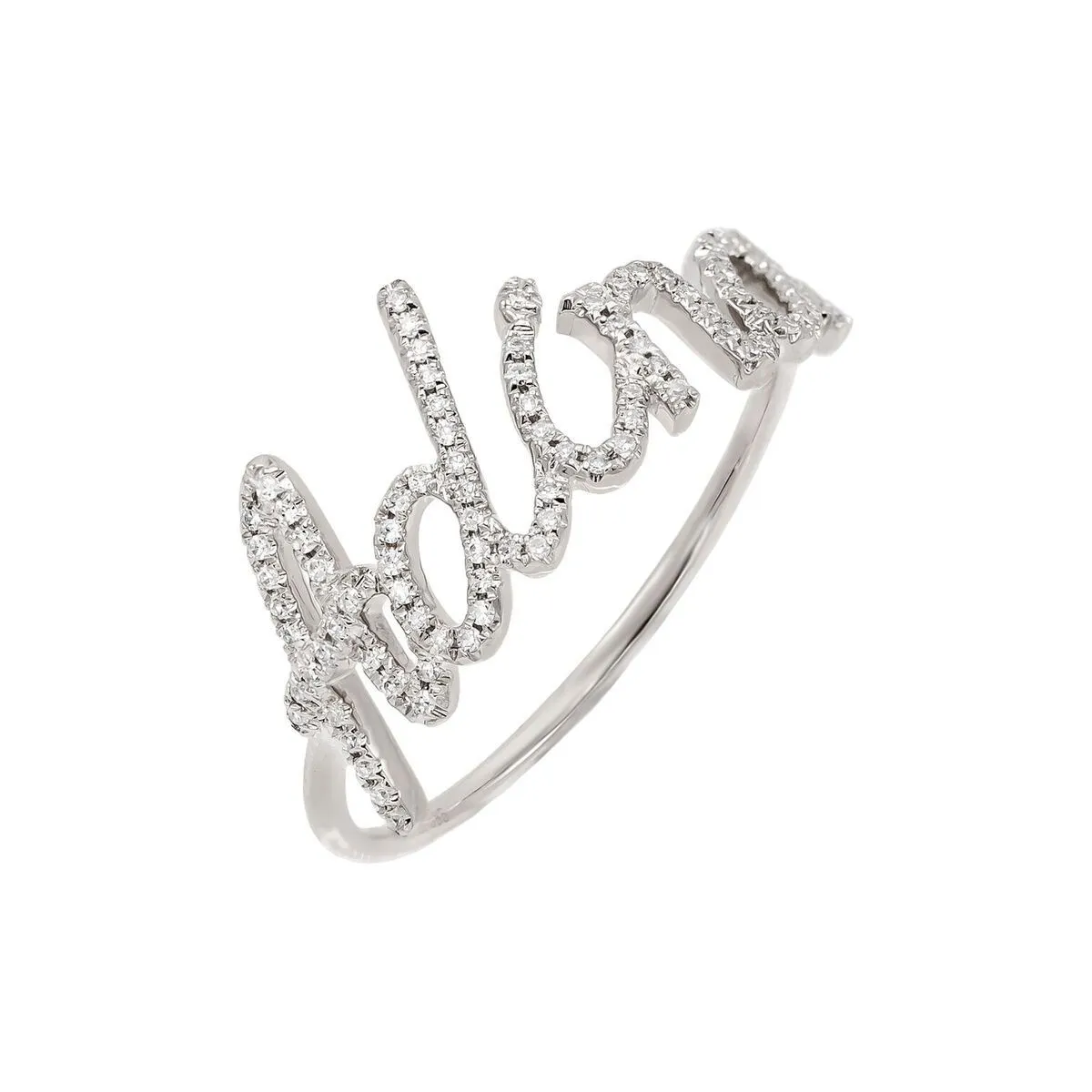 Diamond Script Name Ring 14K