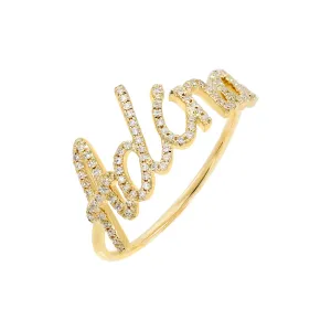 Diamond Script Name Ring 14K