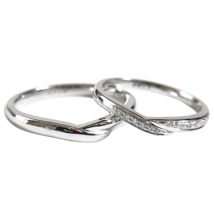 Diamond Wedding Matching Couple Rings