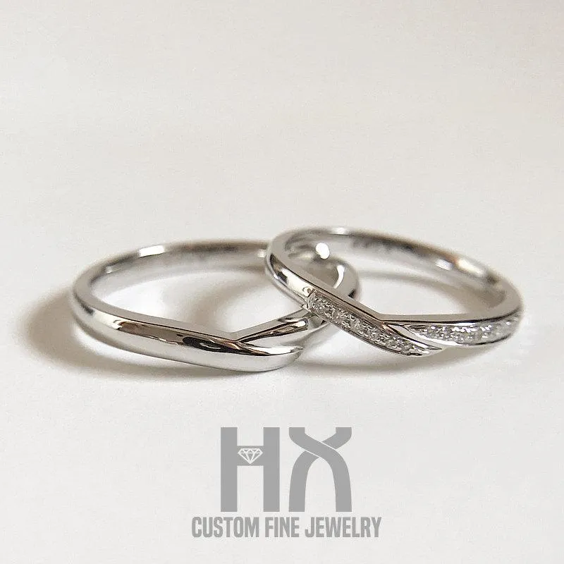 Diamond Wedding Matching Couple Rings