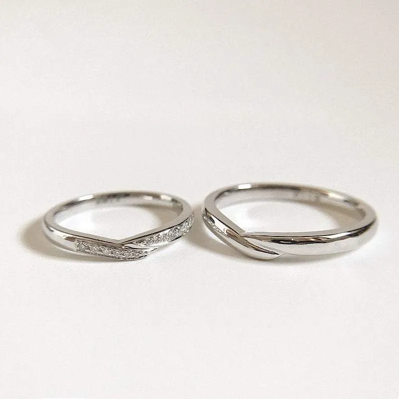 Diamond Wedding Matching Couple Rings