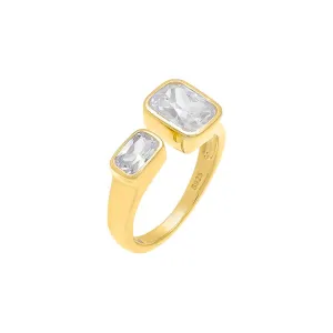 Double Emerald Bezel Open Ring