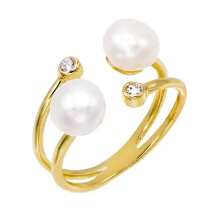 Double Pearl Adjustable Ring