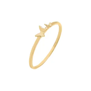 Double Solid Butterfly Ring 14K