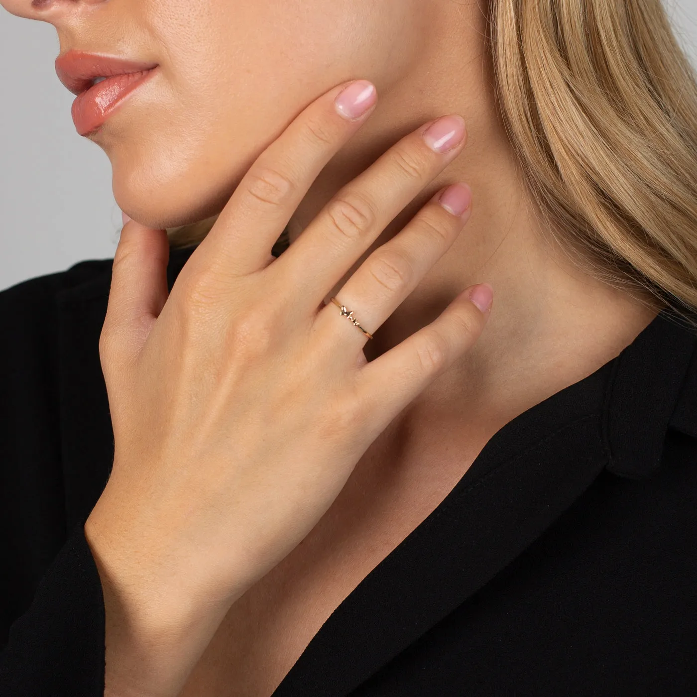 Double Solid Butterfly Ring 14K