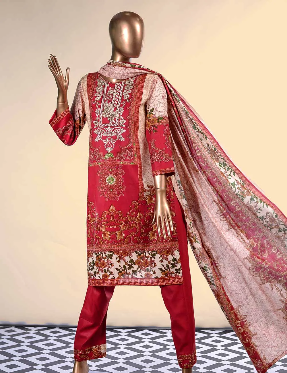E2-4A - Soaring Sky  |  Unstitched Printed & Embroidered Cambric Dress