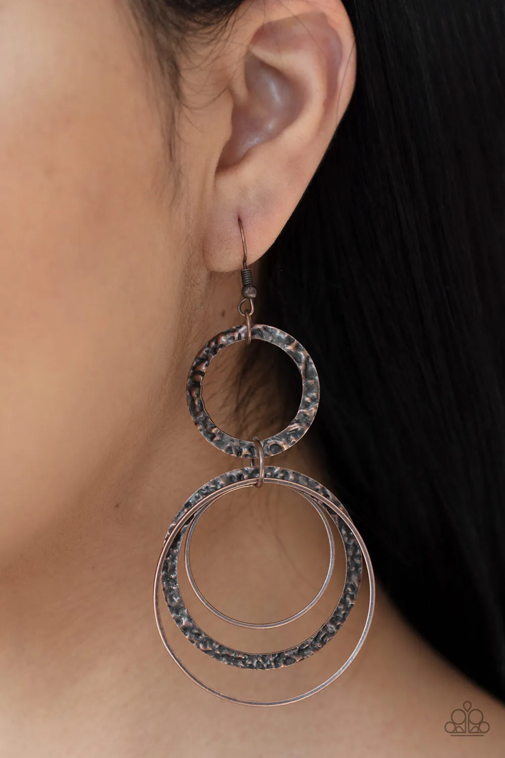 Eclipsed Edge - Copper Paprazzi Earrings