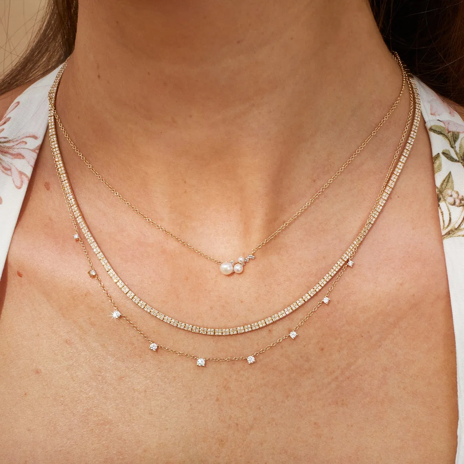 EF Collection Diamond and Pearl Necklace