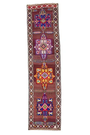 'Emery' Vintage Turkish Runner- 3' x 11'9''