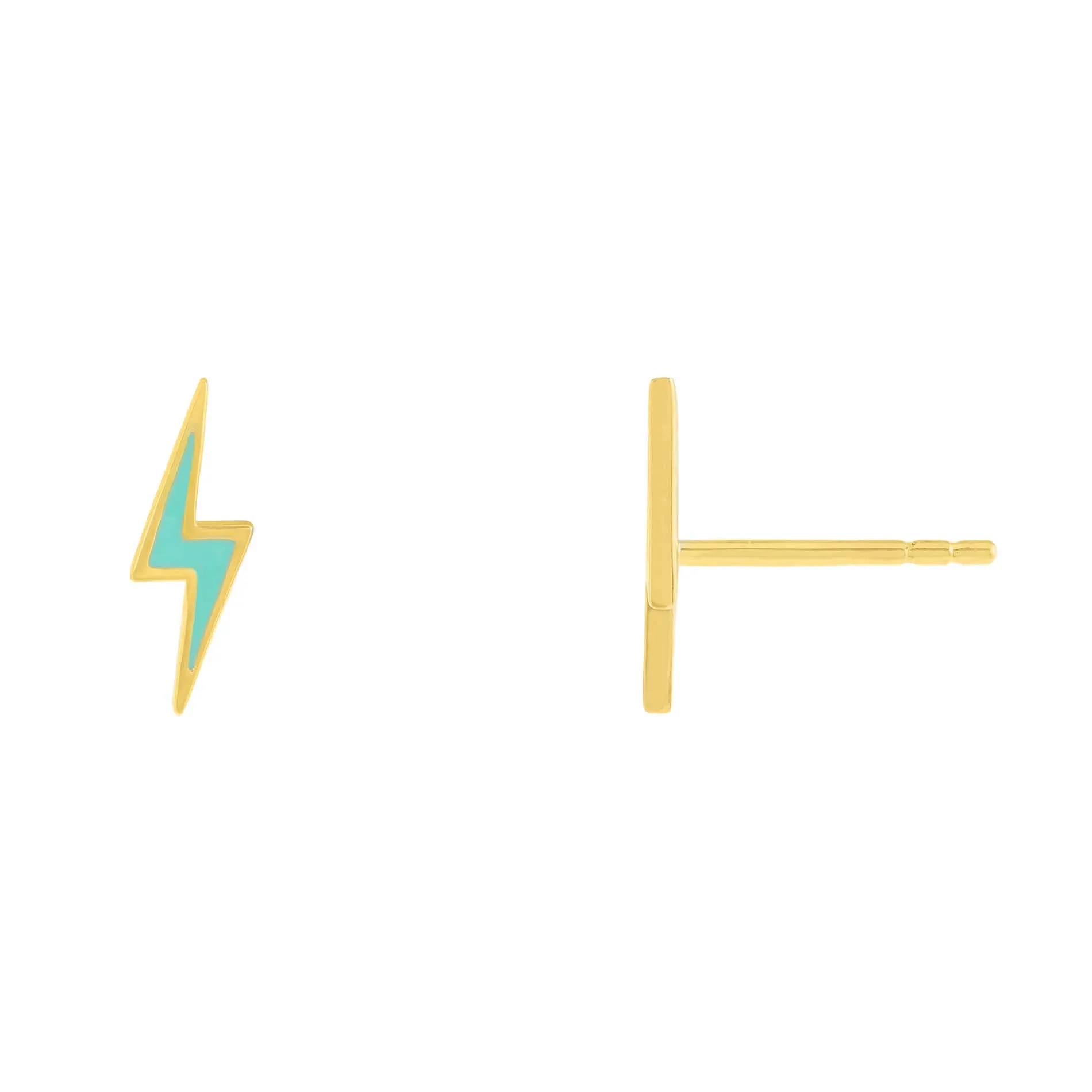 Enamel Lightning Bolt Stud Earring