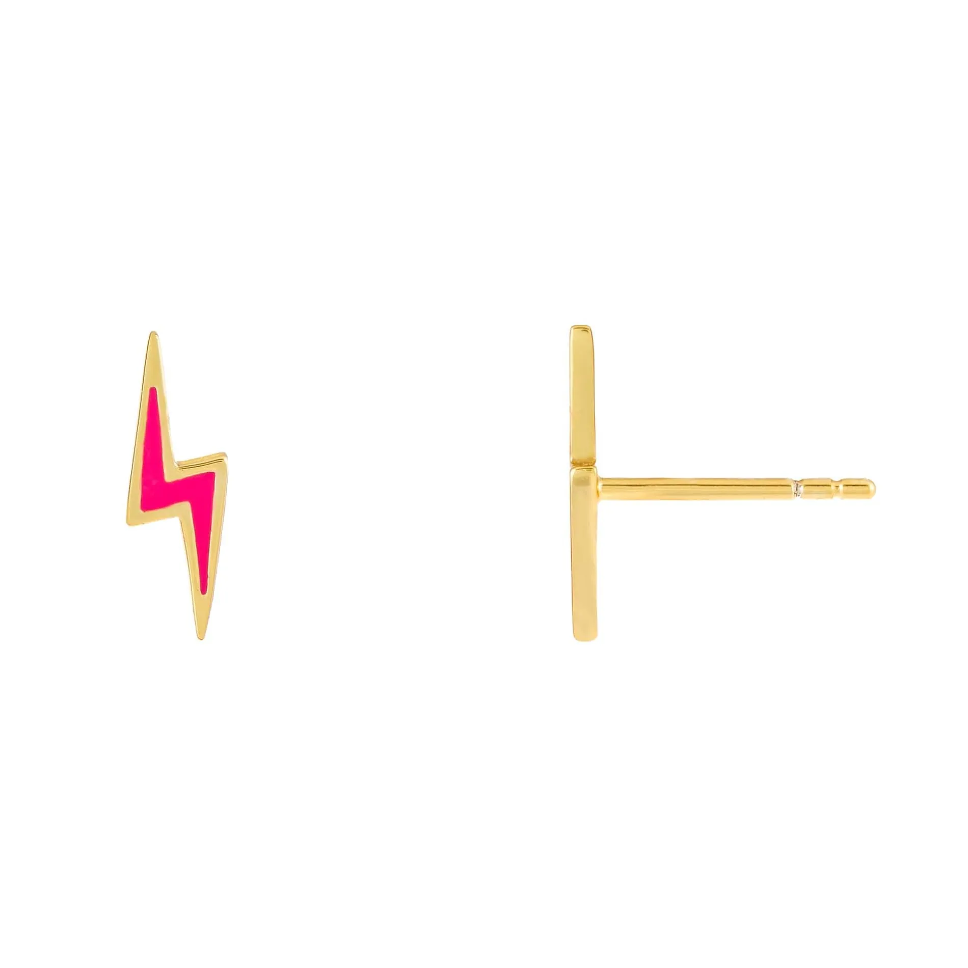 Enamel Lightning Bolt Stud Earring