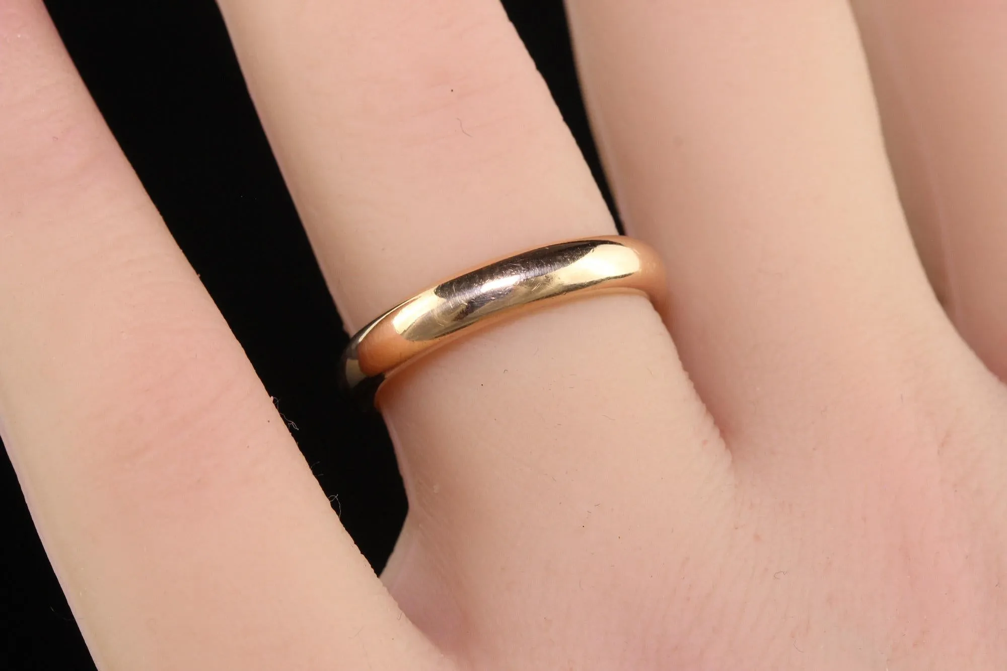 Estate Retro Cartier 18K Rose Gold Classic Thick Wedding Band - Size 7