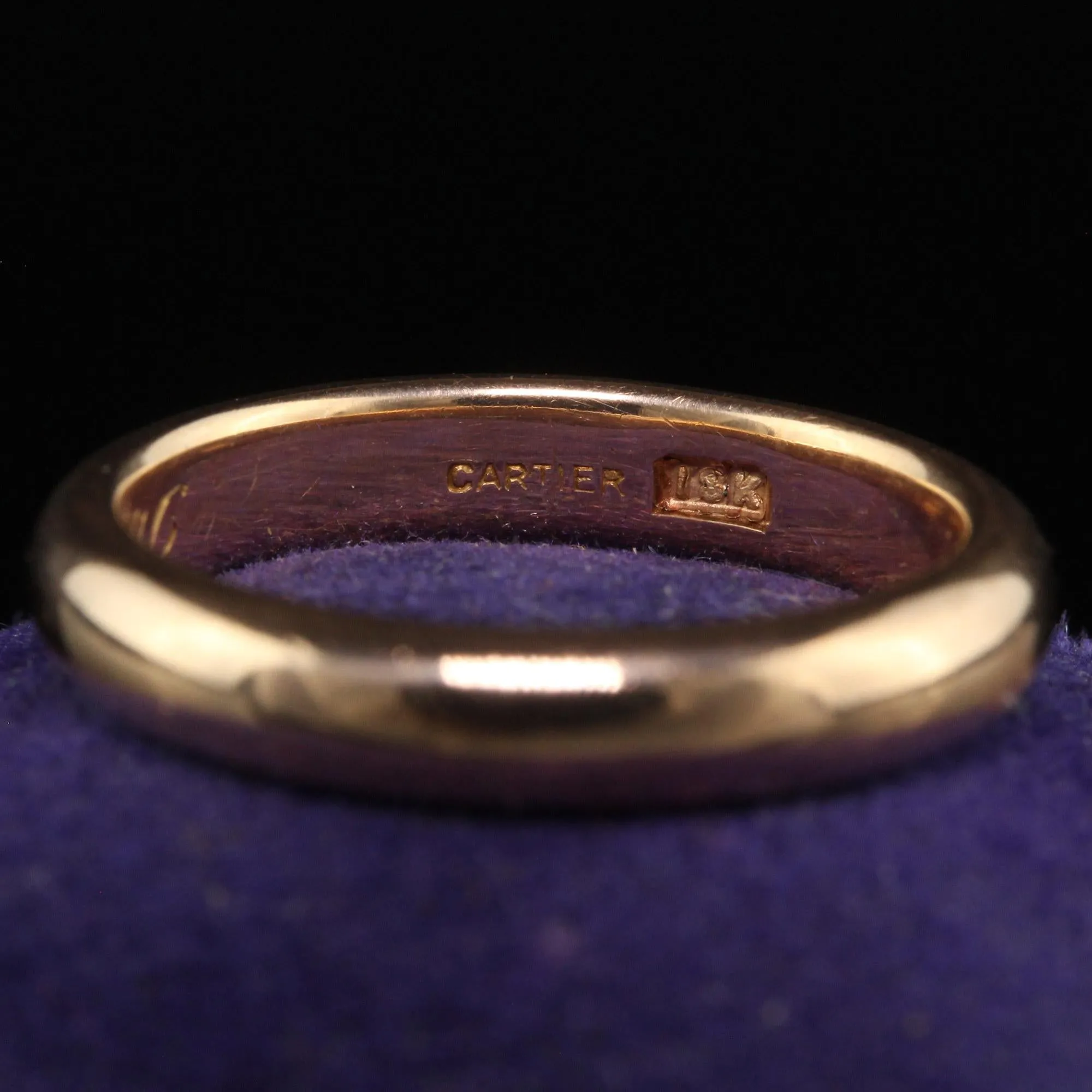 Estate Retro Cartier 18K Rose Gold Classic Thick Wedding Band - Size 7