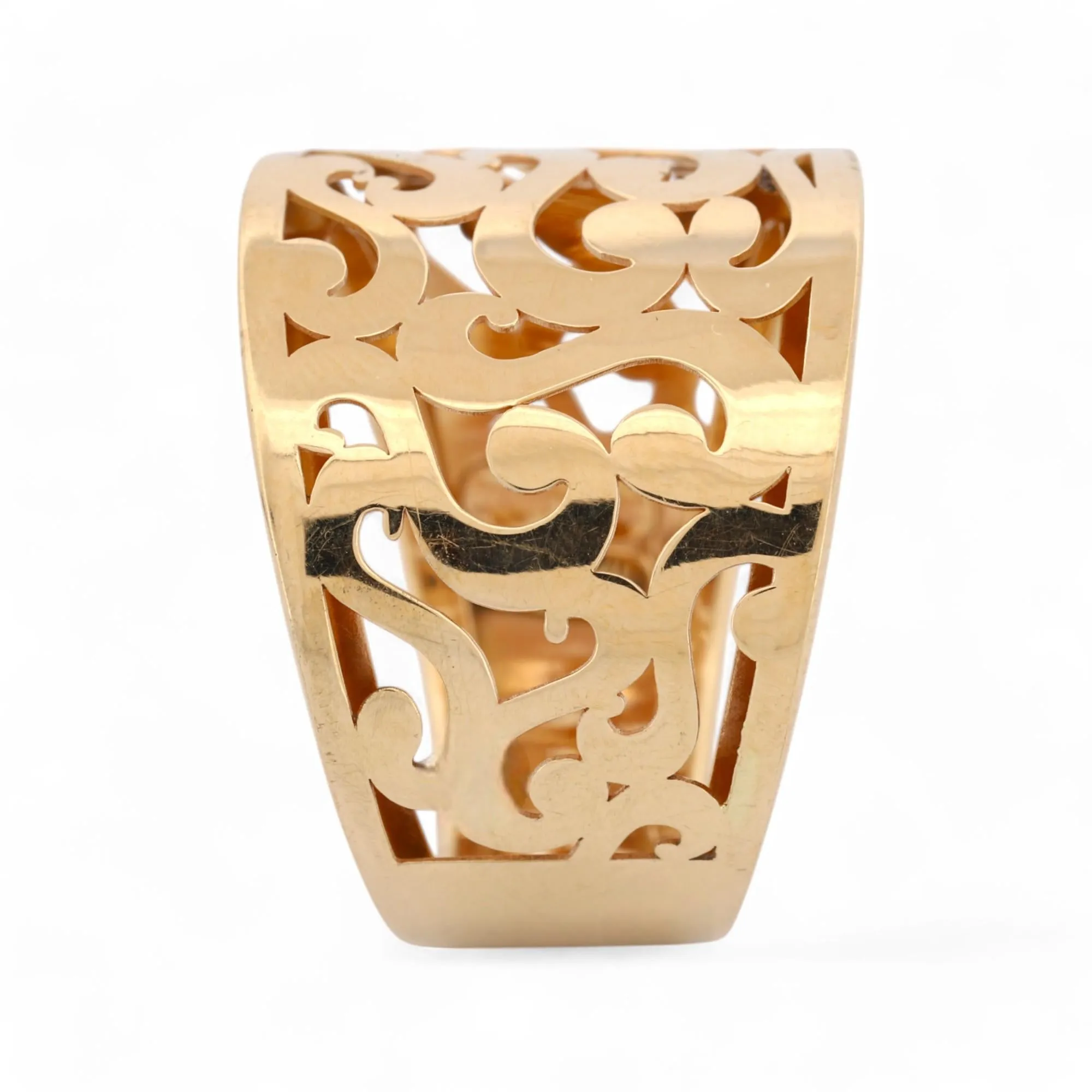 EternaGold 14k Yellow Gold Fashion Statement Swirl Openwork Wide Band Ring