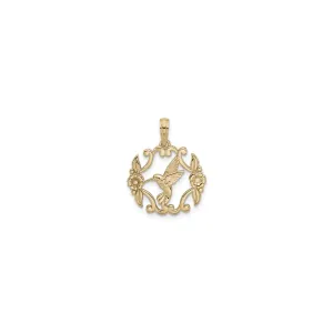 Fancy Blooms Hummingbird Pendant (14K)