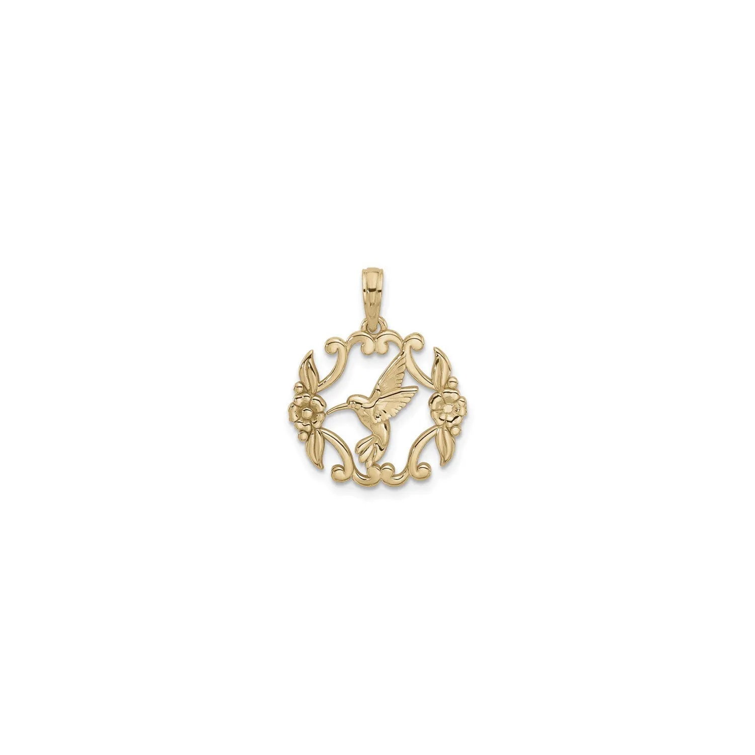 Fancy Blooms Hummingbird Pendant (14K)