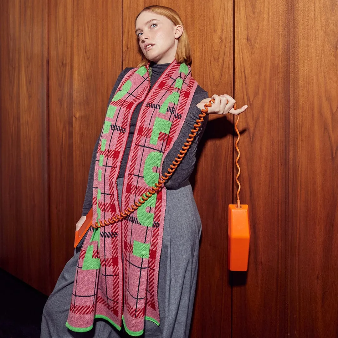 Feminist Killjoy Scarf in French Rose & Neon Green