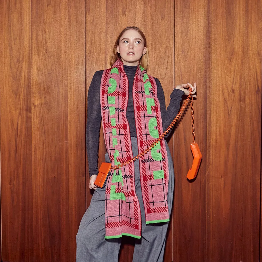 Feminist Killjoy Scarf in French Rose & Neon Green
