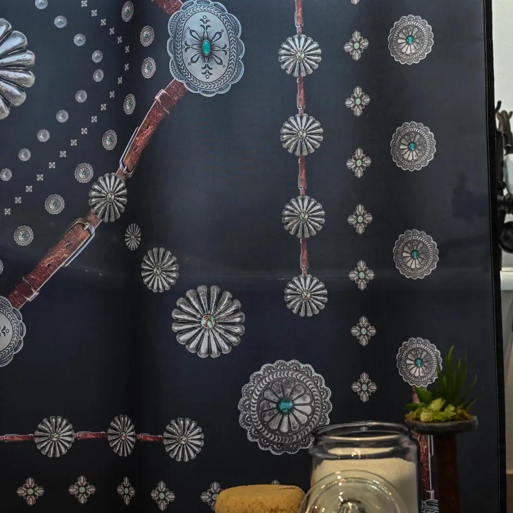 Flagstaff Shower Curtain Black Concho