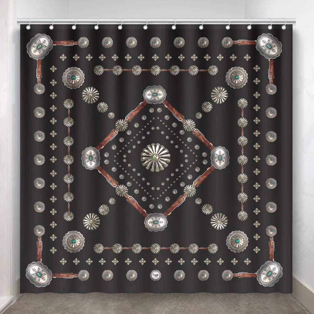 Flagstaff Shower Curtain Black Concho