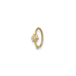 Flower CZ Hoop Nose Ring (14K)