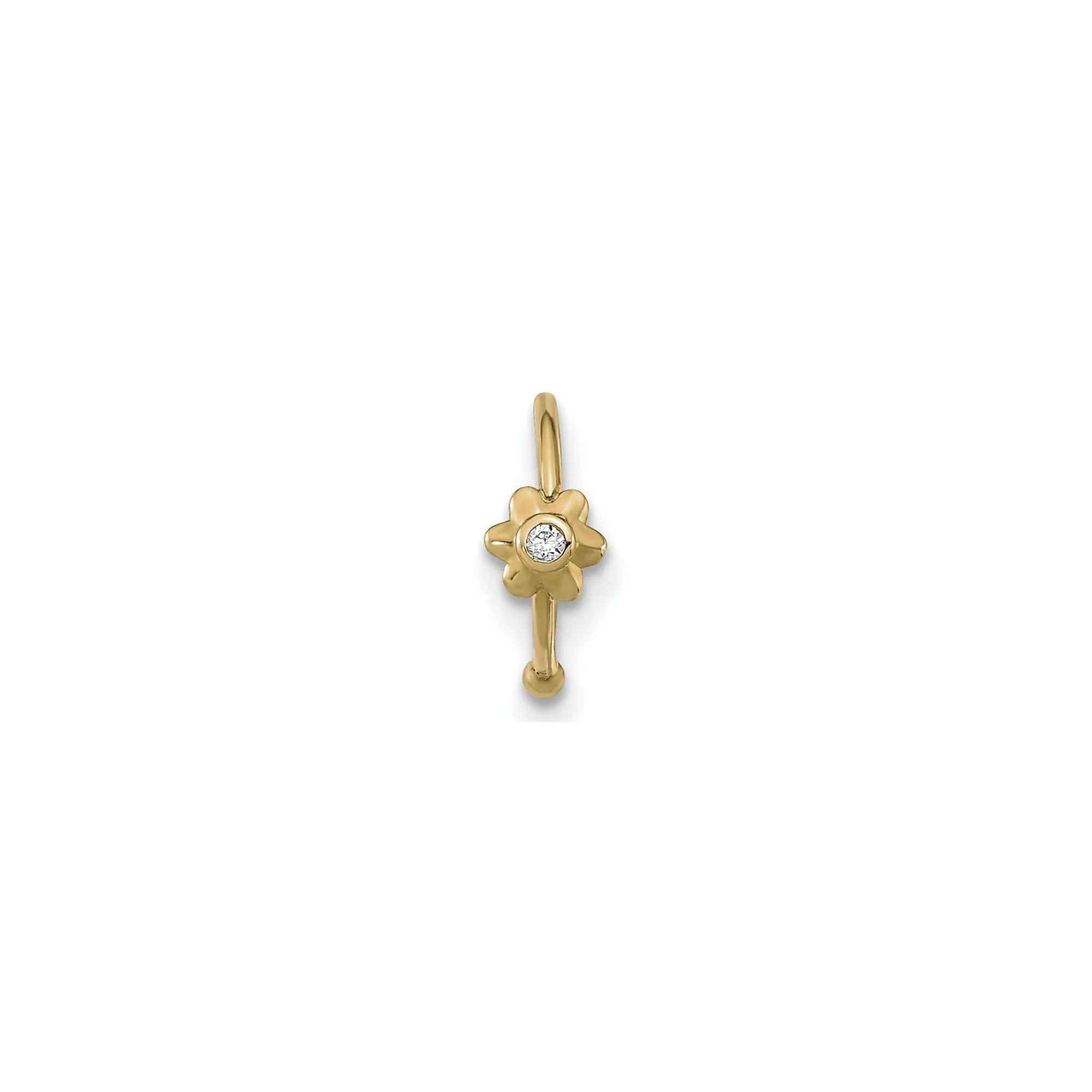 Flower CZ Hoop Nose Ring (14K)