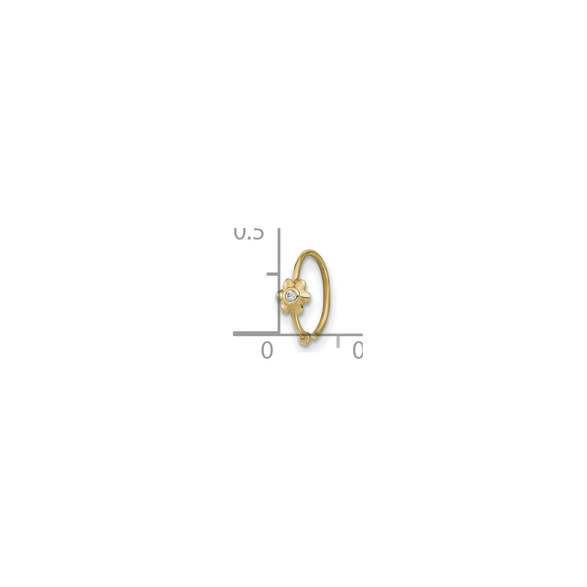 Flower CZ Hoop Nose Ring (14K)