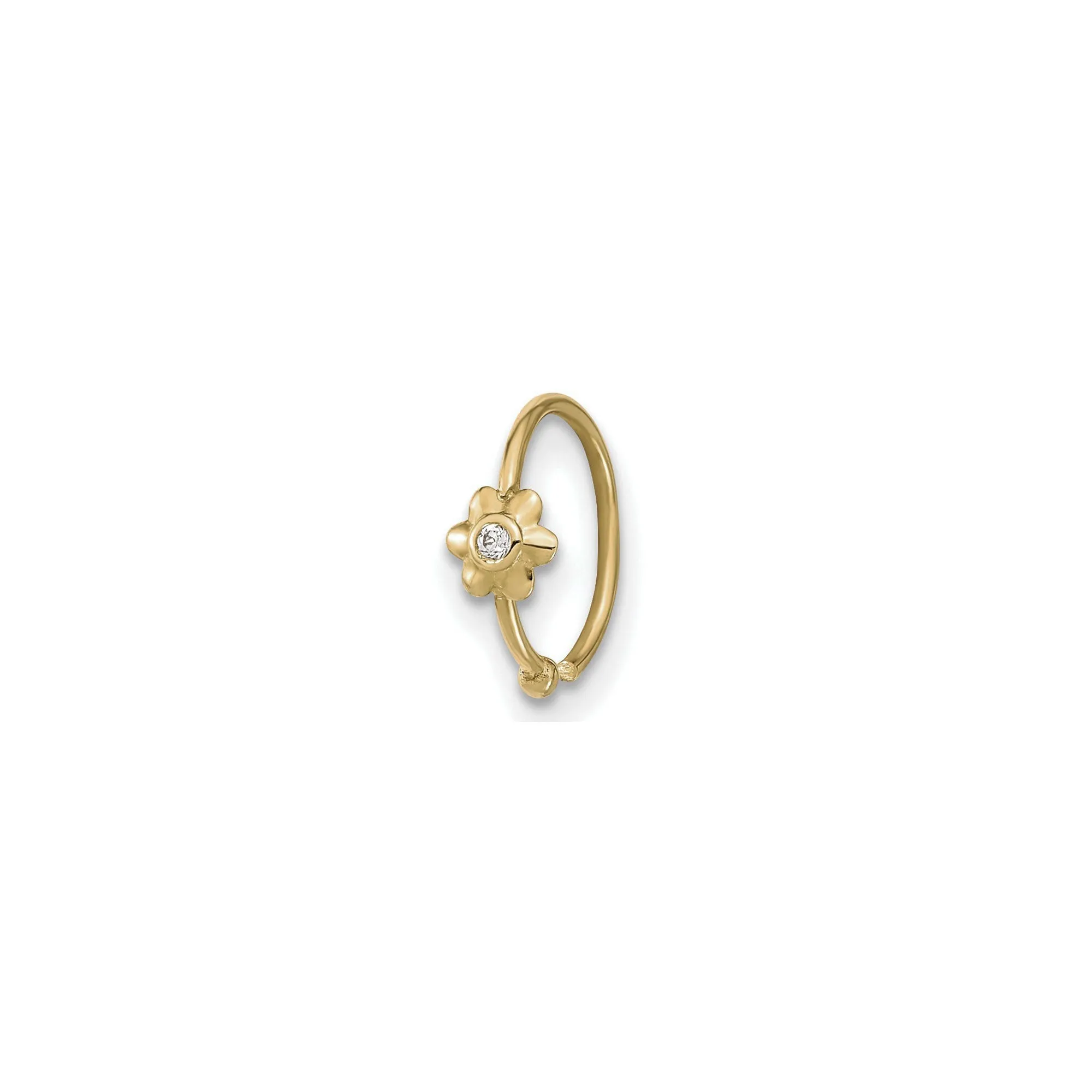 Flower CZ Hoop Nose Ring (14K)