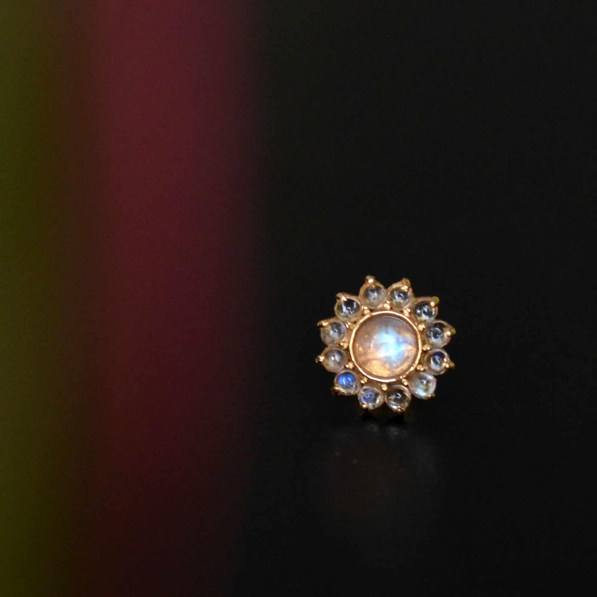 Flower Rainbow Moonstone Stud