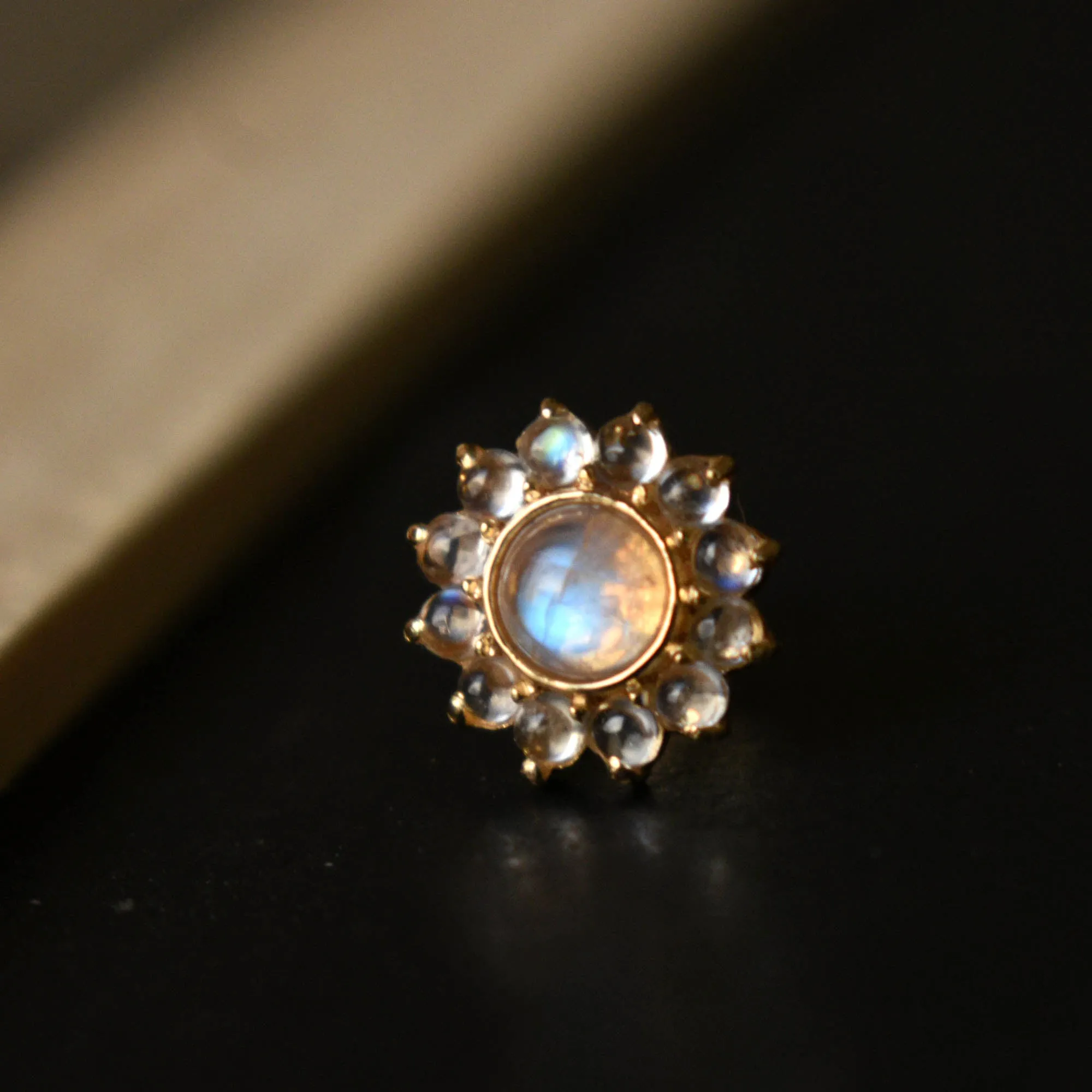 Flower Rainbow Moonstone Stud