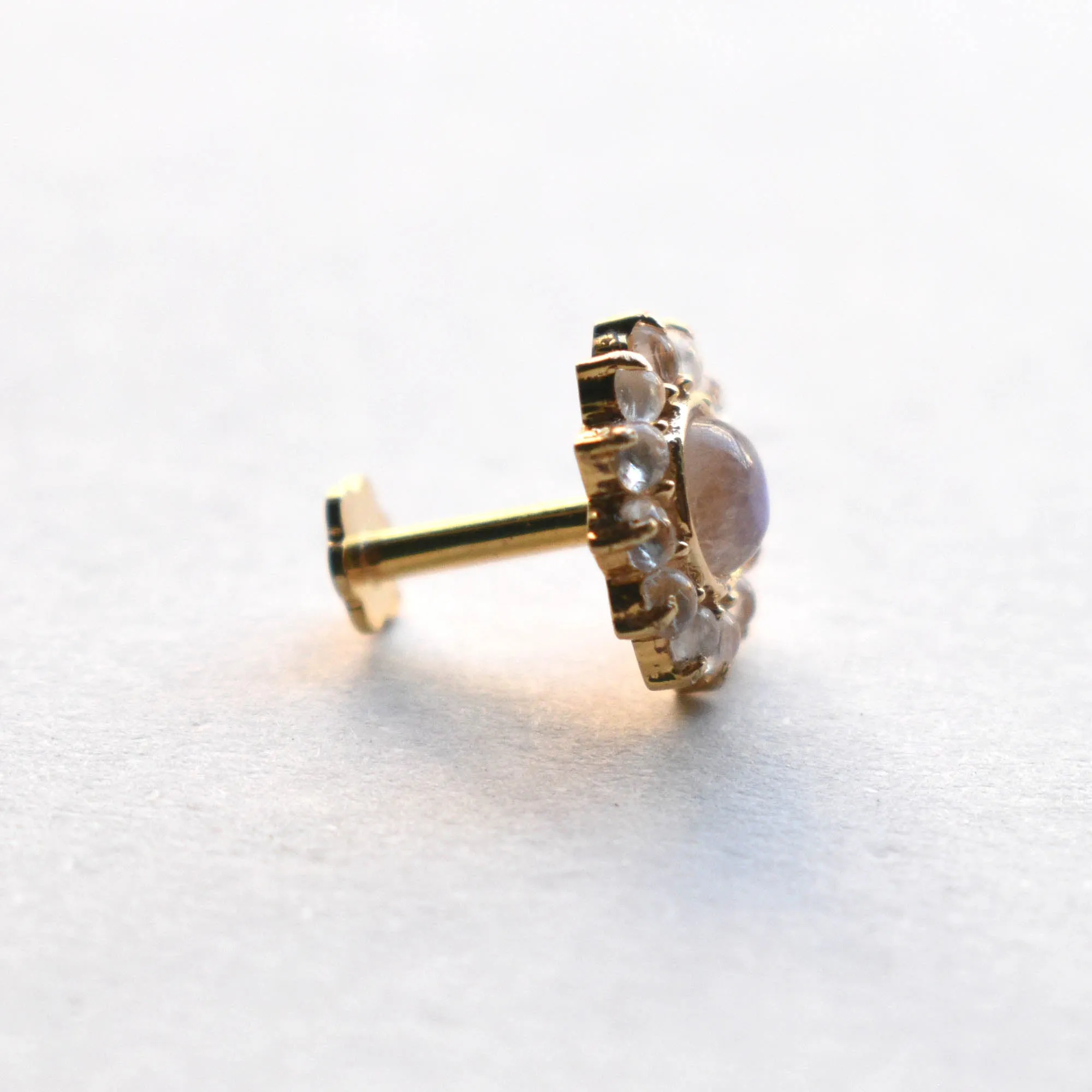 Flower Rainbow Moonstone Stud