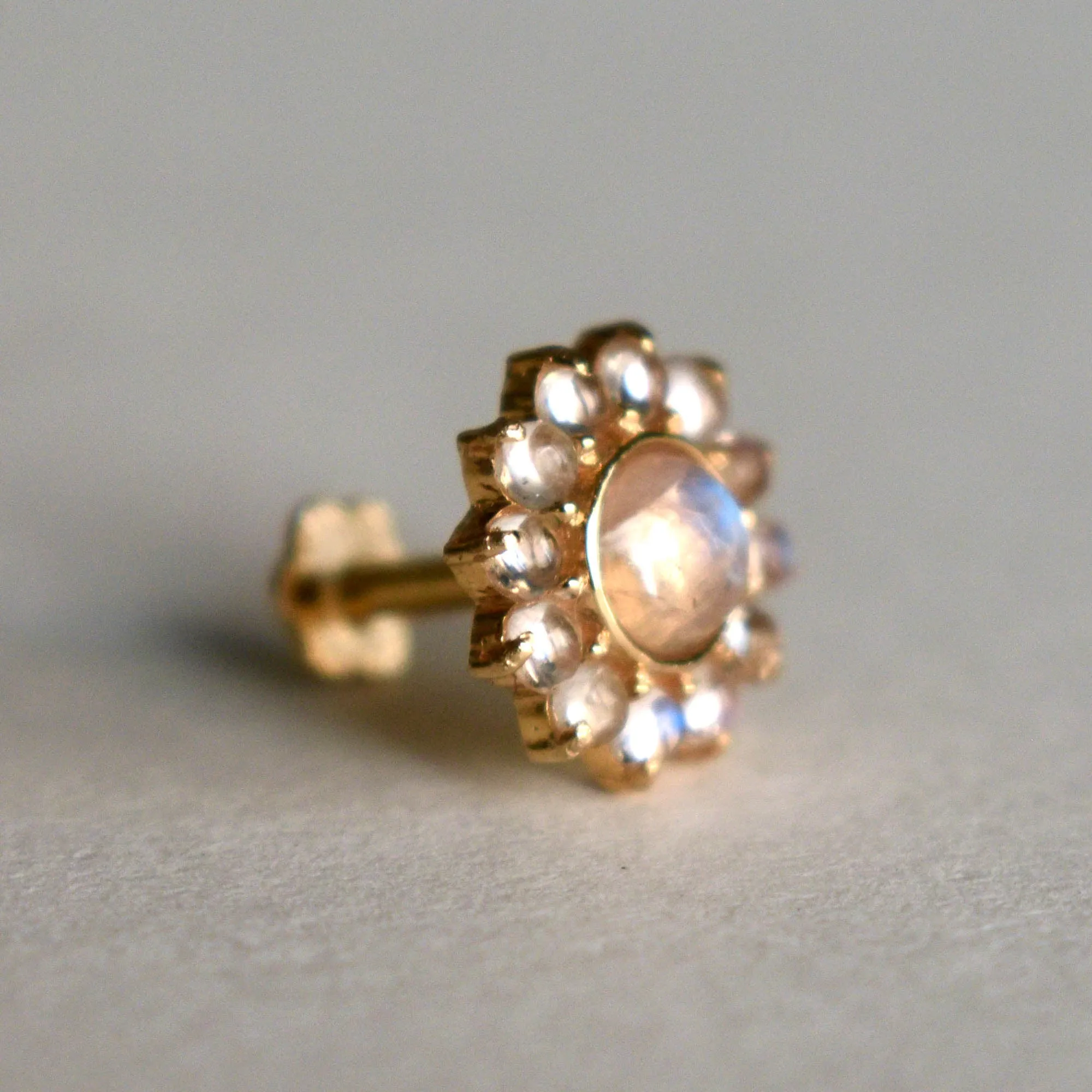 Flower Rainbow Moonstone Stud
