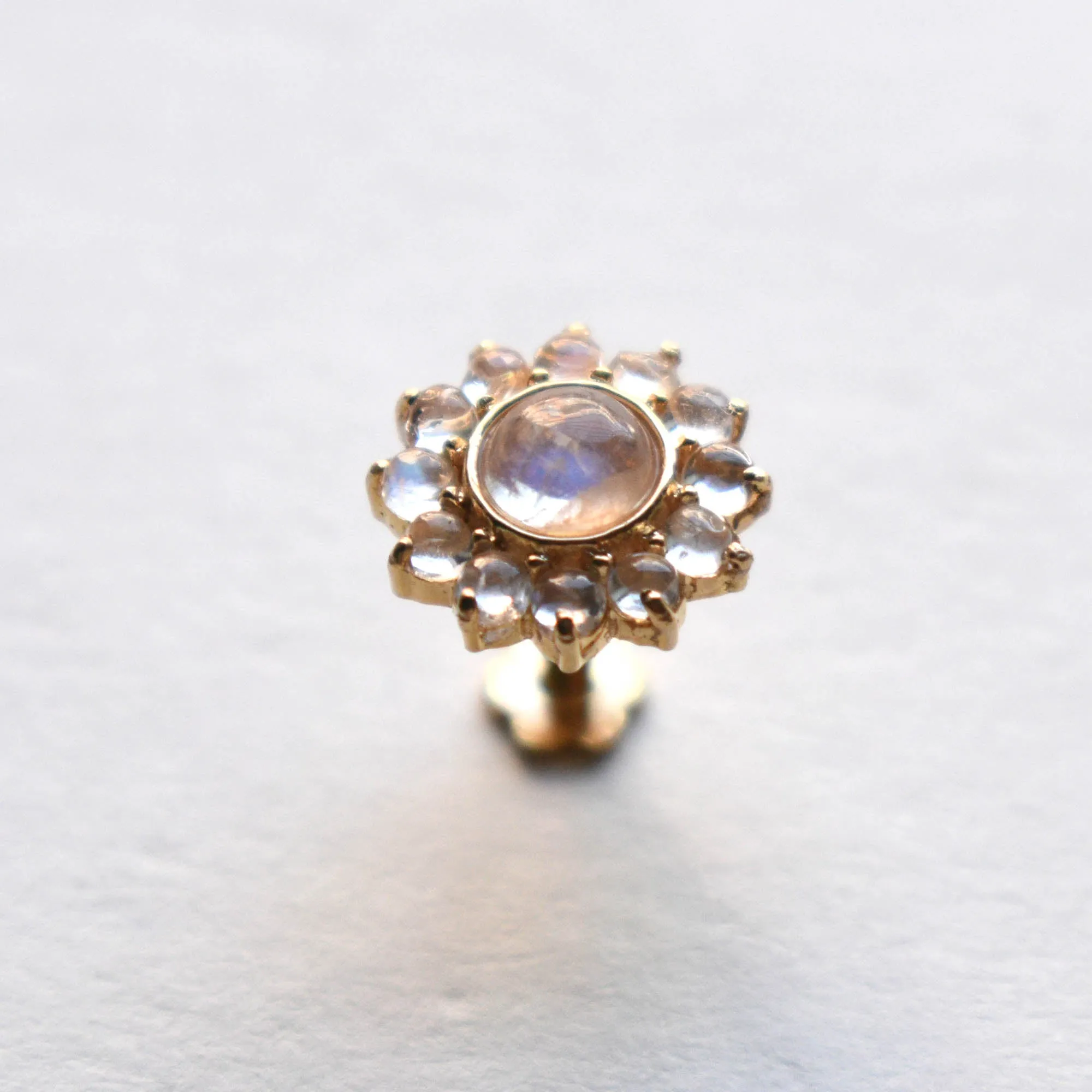 Flower Rainbow Moonstone Stud