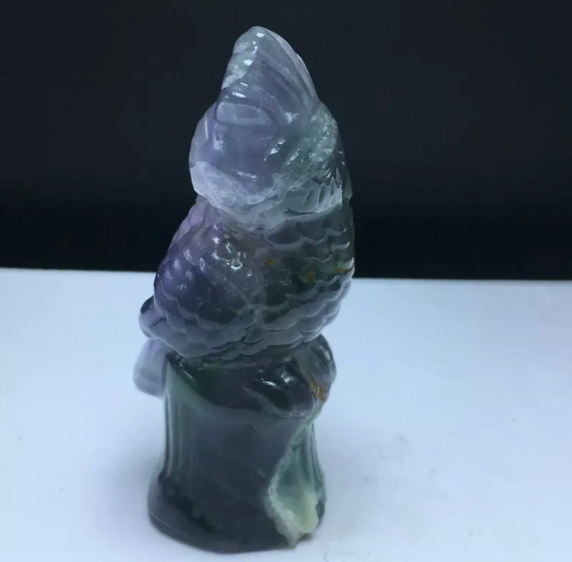 Fluorite gemstone carved Parrot Figurine
