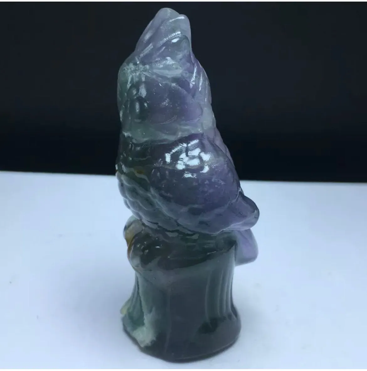 Fluorite gemstone carved Parrot Figurine
