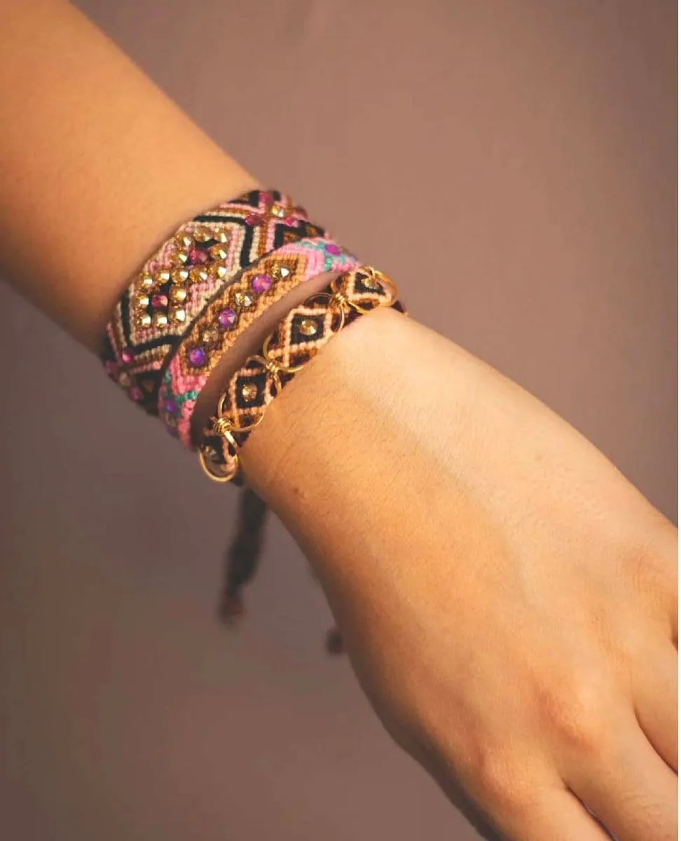 Free Spirit Bracelet with Rings Brown