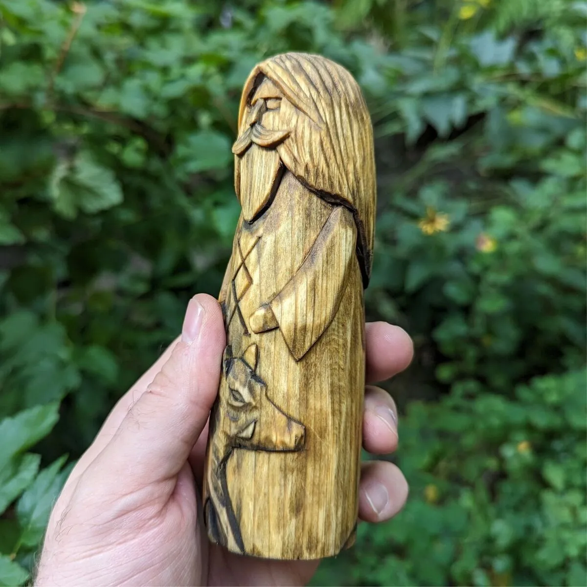 Freyr God wood carved statue