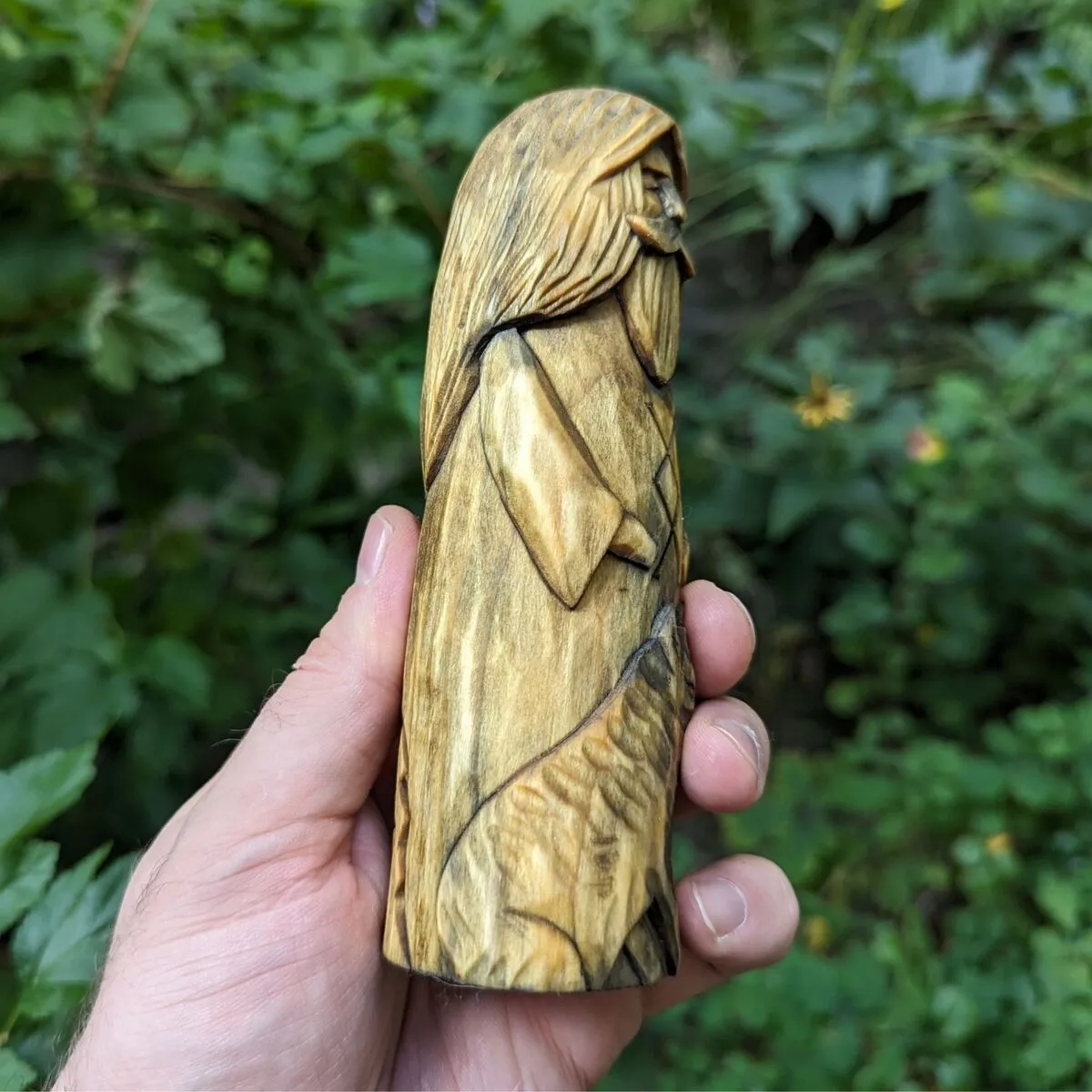 Freyr God wood carved statue