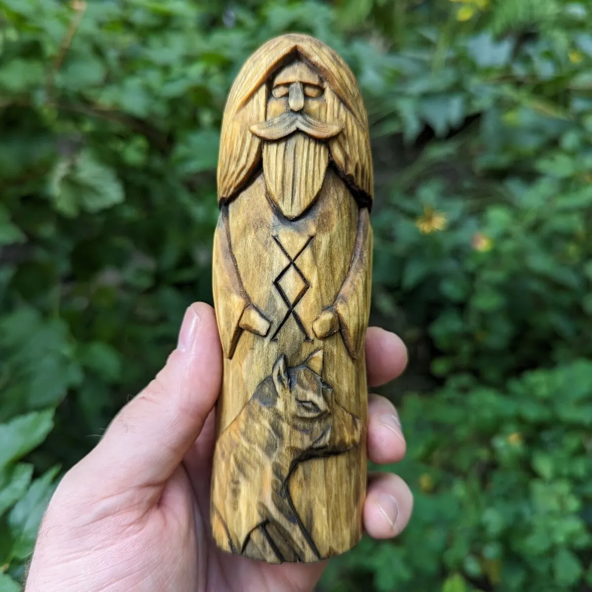 Freyr God wood carved statue