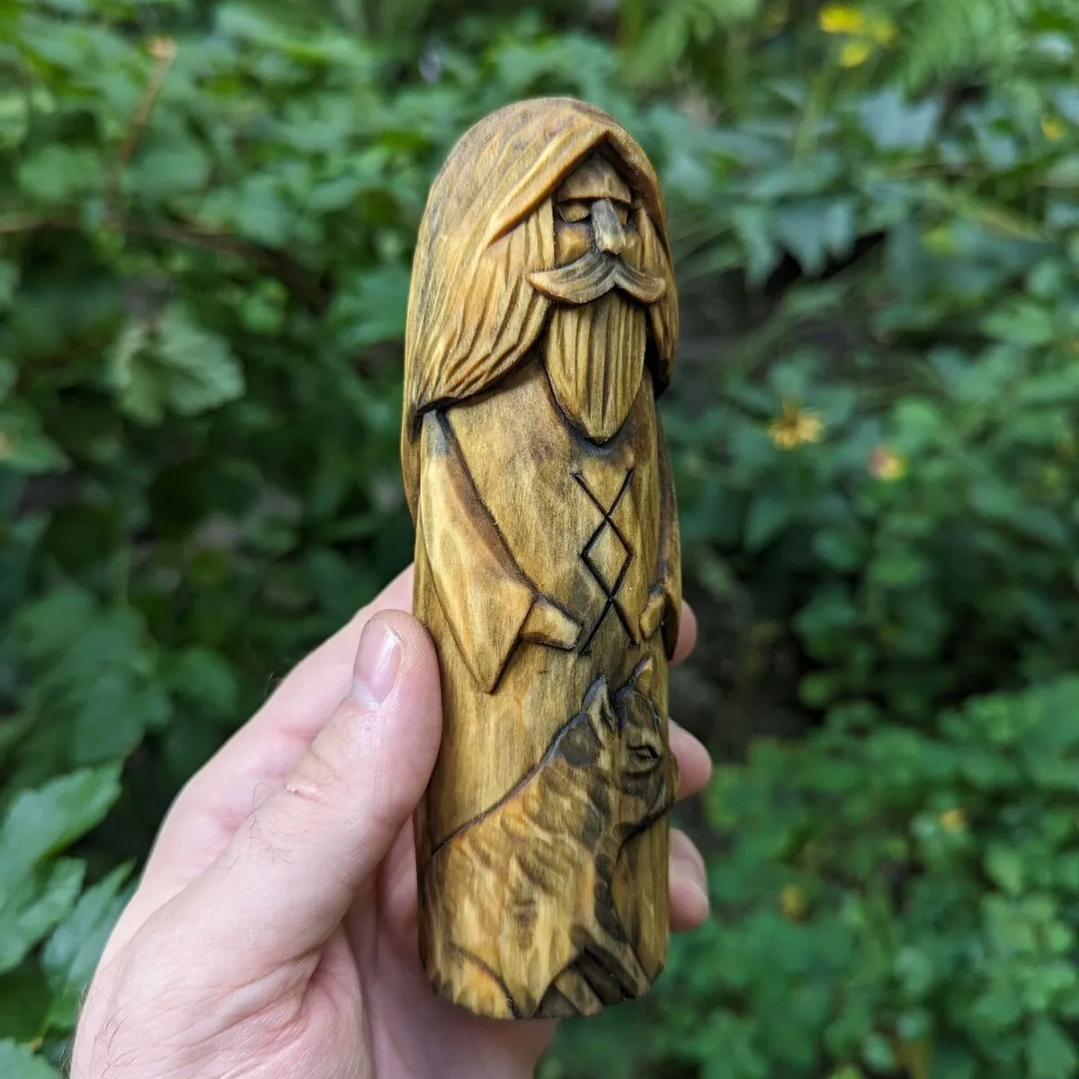 Freyr God wood carved statue