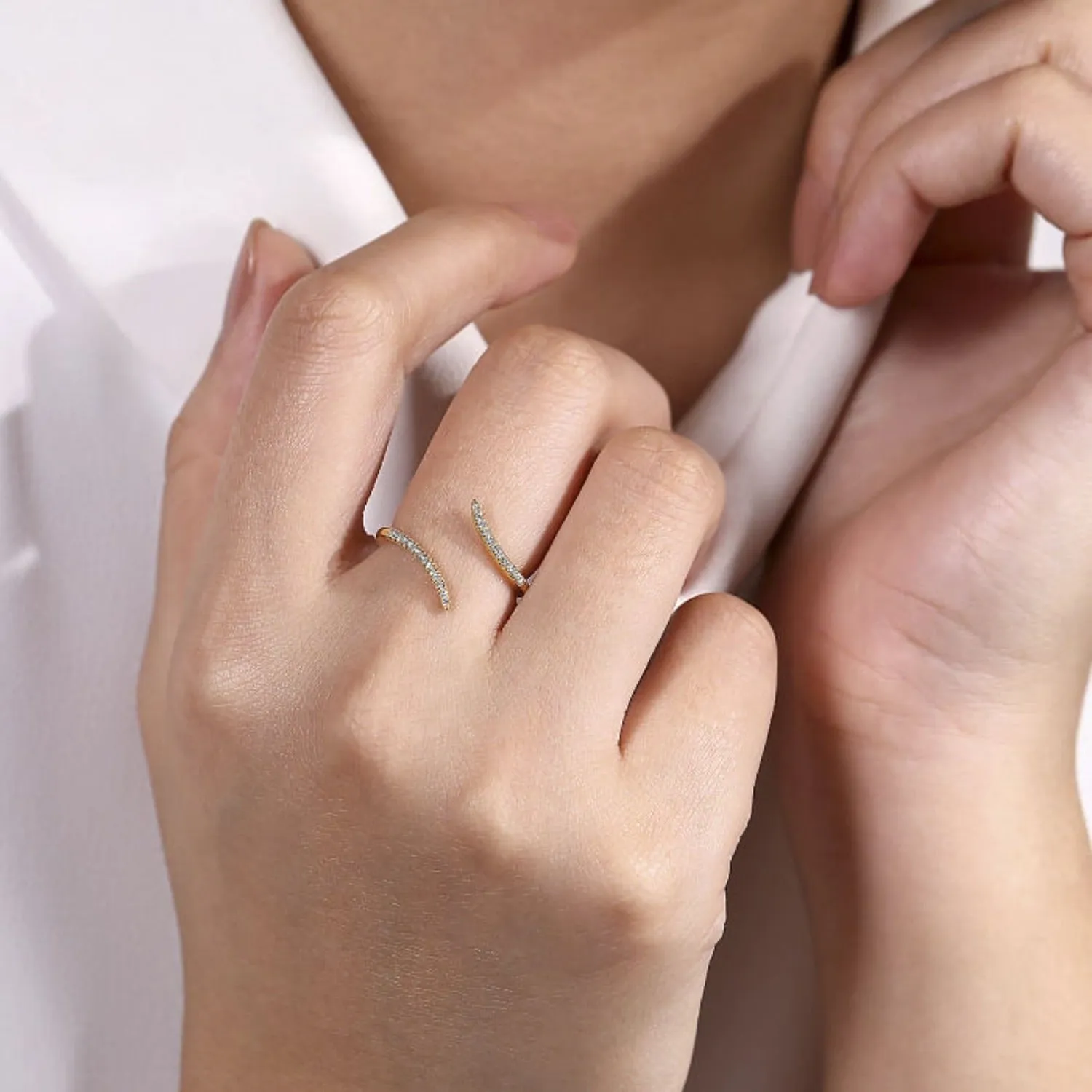 Gabriel & Co. Bypass Open Diamond Ring