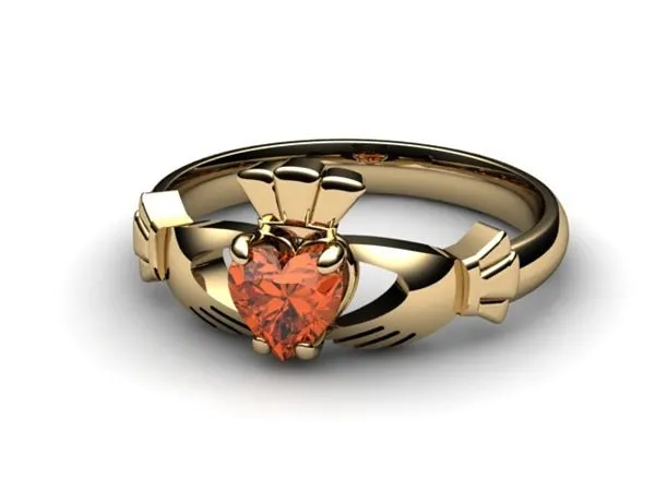 Garnet Gold Claddagh Ring <font color="#FF0000"> IN STOCK!  Ships in 48 Hours!</font>