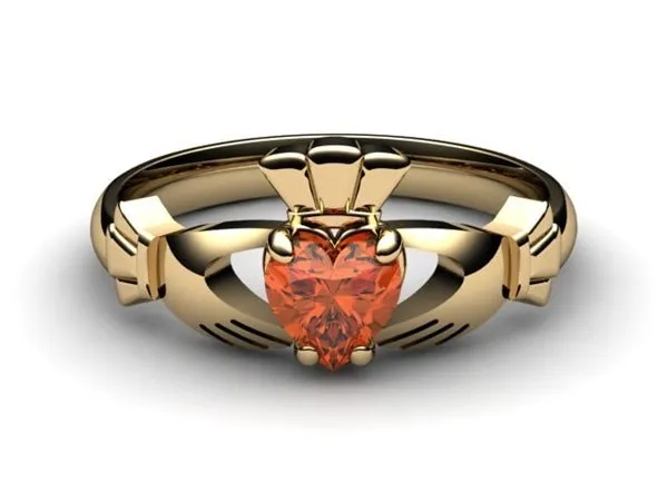 Garnet Gold Claddagh Ring <font color="#FF0000"> IN STOCK!  Ships in 48 Hours!</font>