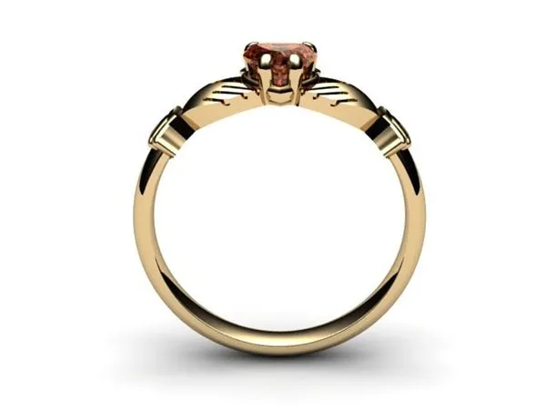 Garnet Gold Claddagh Ring <font color="#FF0000"> IN STOCK!  Ships in 48 Hours!</font>