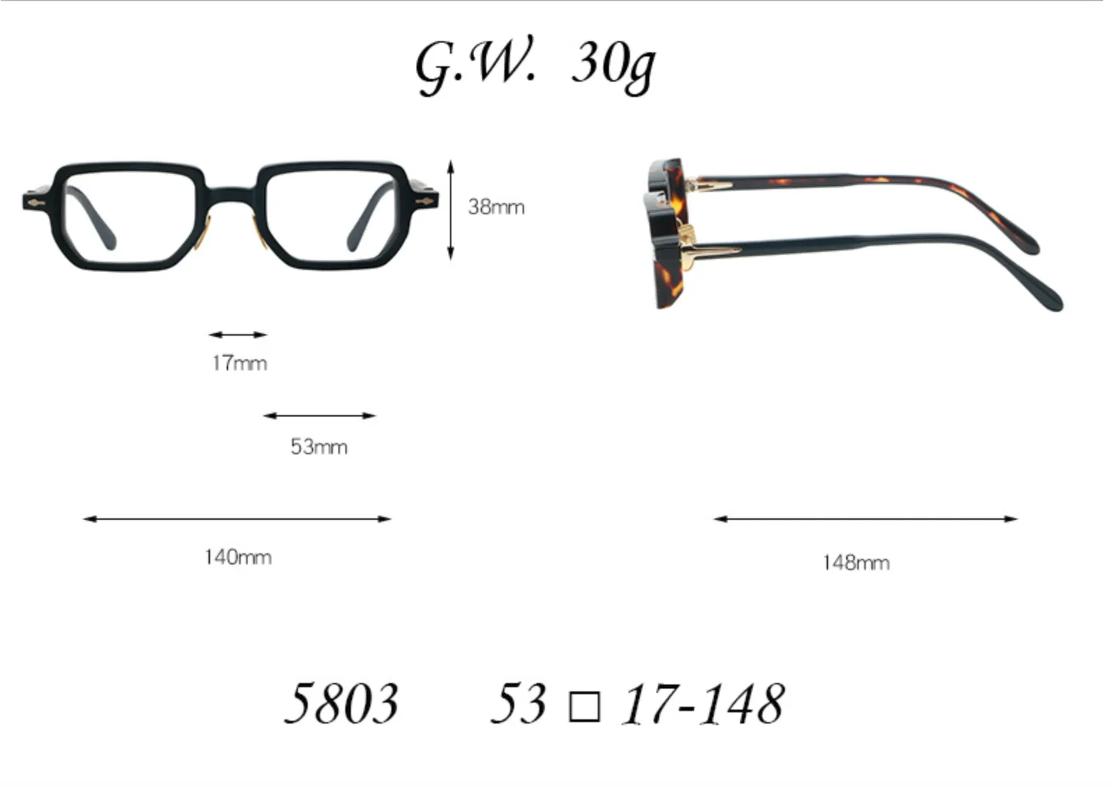 Gibbon Retro Rectangle Glasses Frames