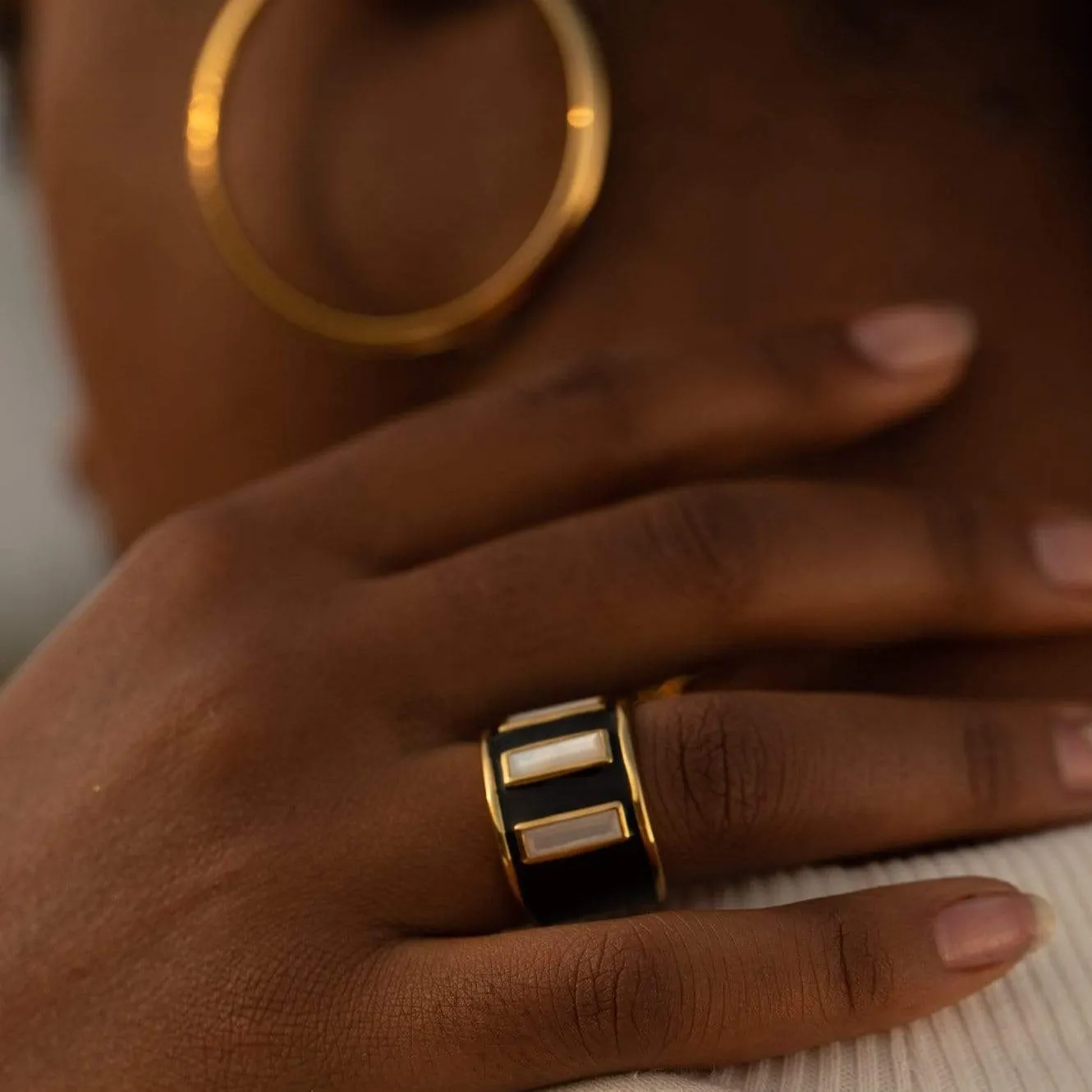 Gigi Ring in Black Enamel