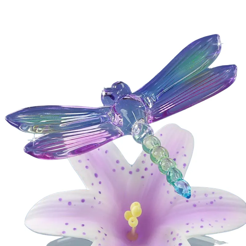 Glass Baron Lavender Porcelain Lily with Dragonfly Figurine