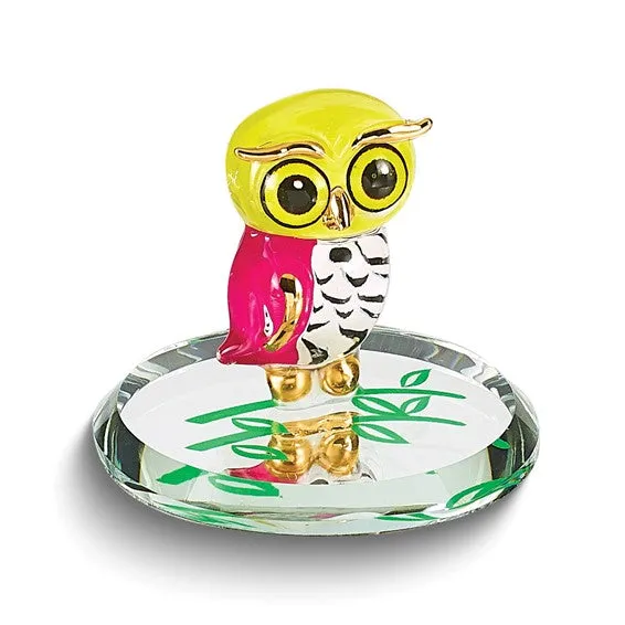 Glass Baron Little Pink and Yellow Owl Owlet Figurine
